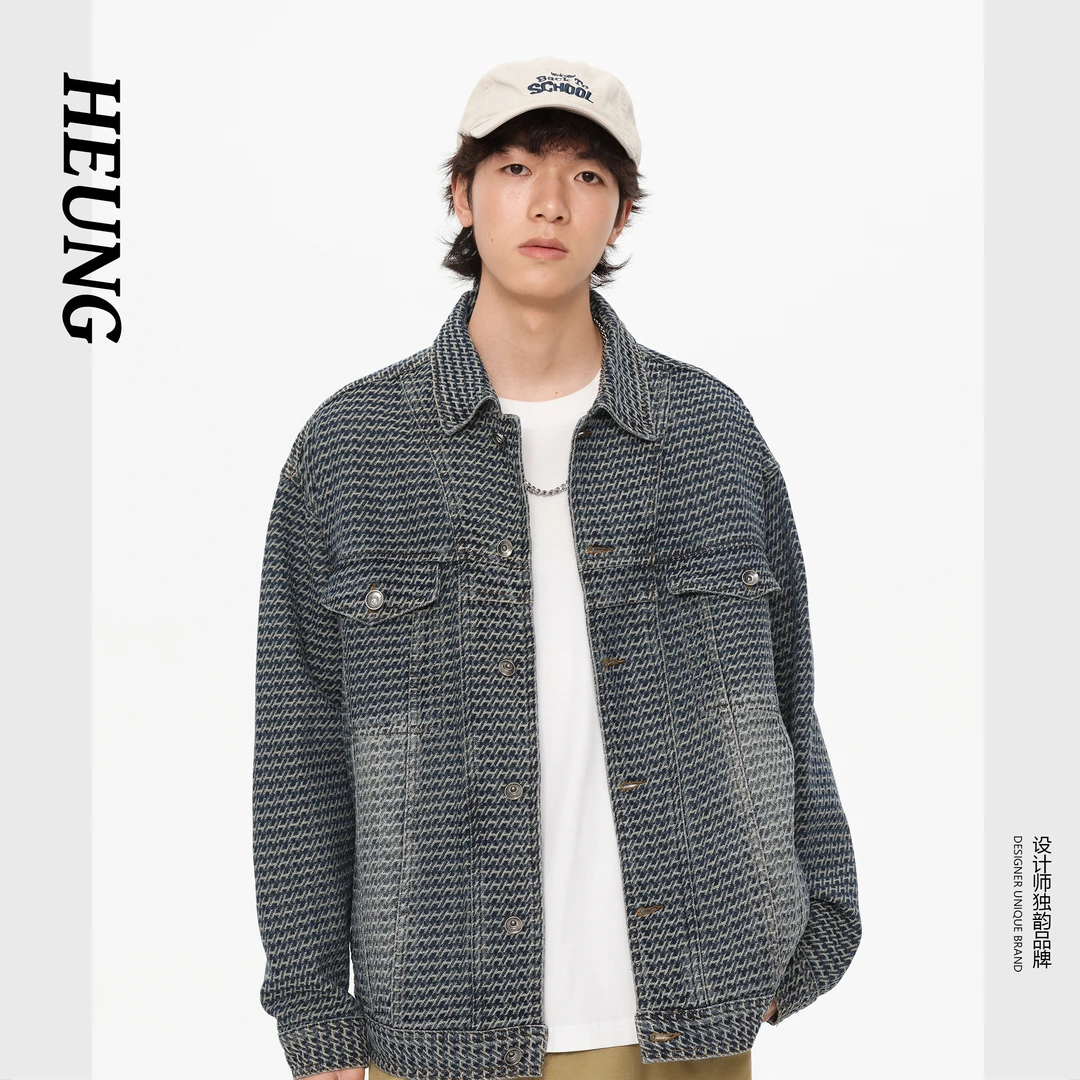 落肩宽松牛仔外套男秋季港风痞帅潮牌青年男款原创牛仔个性百搭