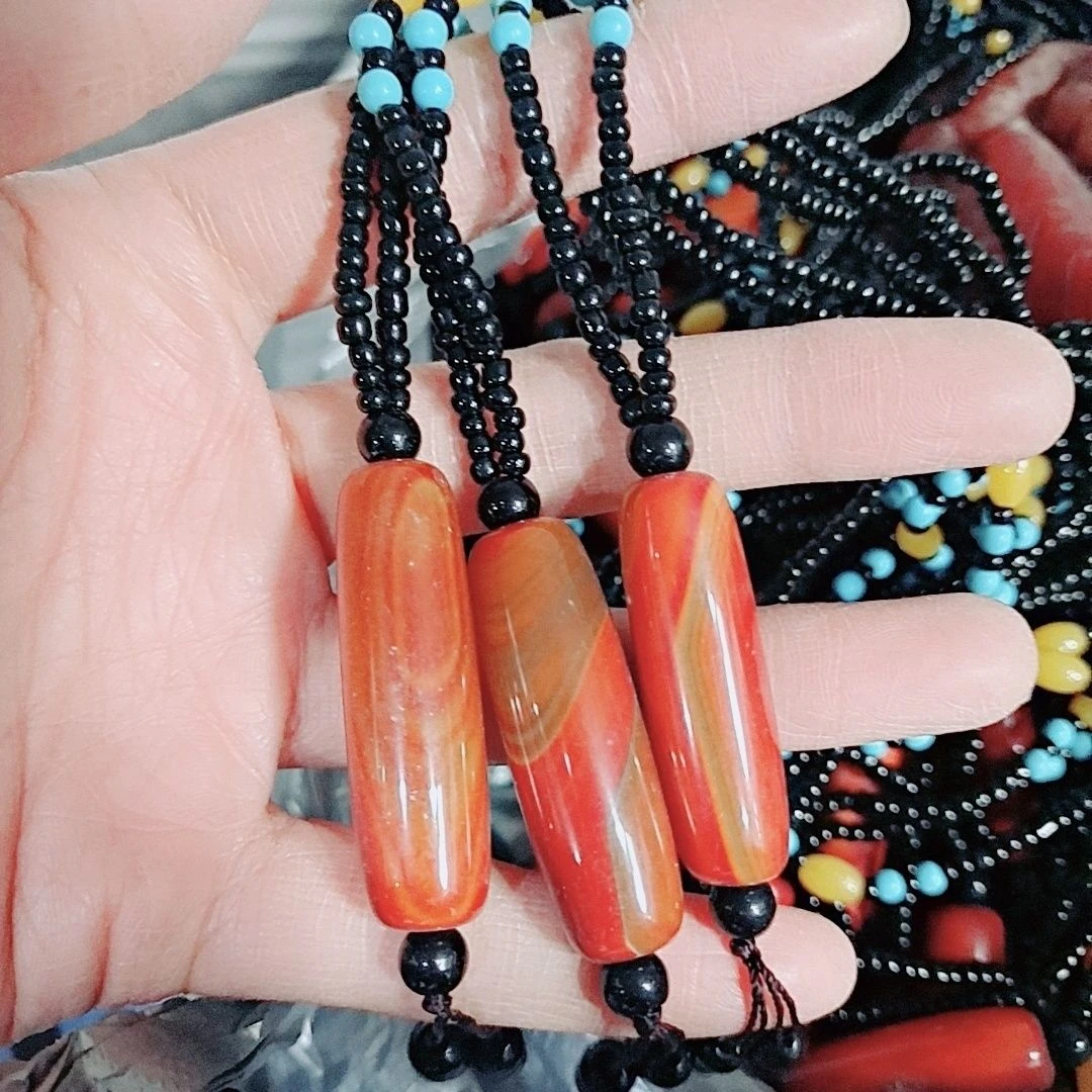 战国 红玛瑙吊坠珠珠项链男女民族毛衣挂件QS-0094-1