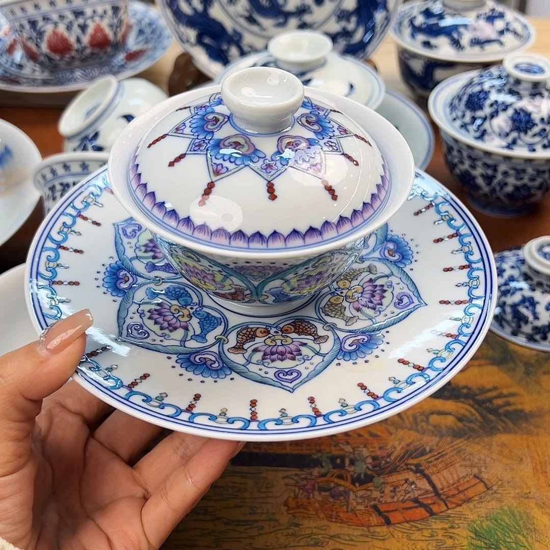 杯景德镇手绘斗彩套组