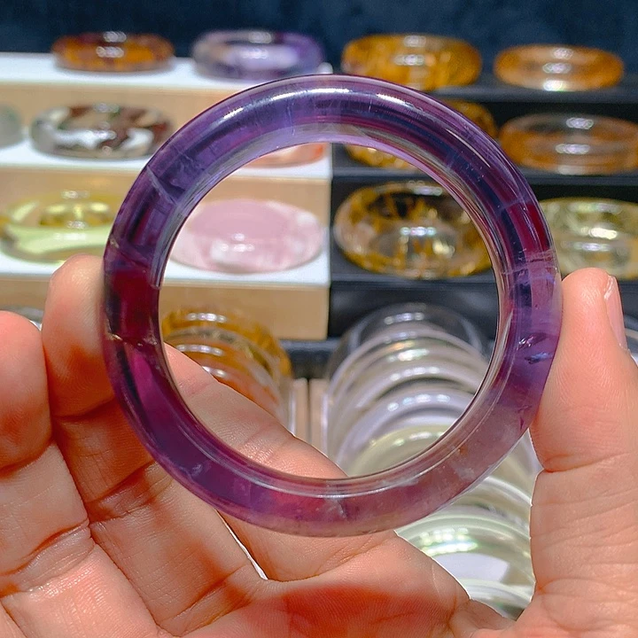 水晶手镯未镶嵌天然紫水晶手镯54圈口