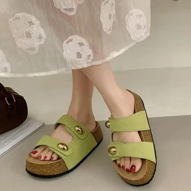 夏款法式拖鞋女新款配裙子仙女风透气拖鞋668-2(双扣拖鞋)