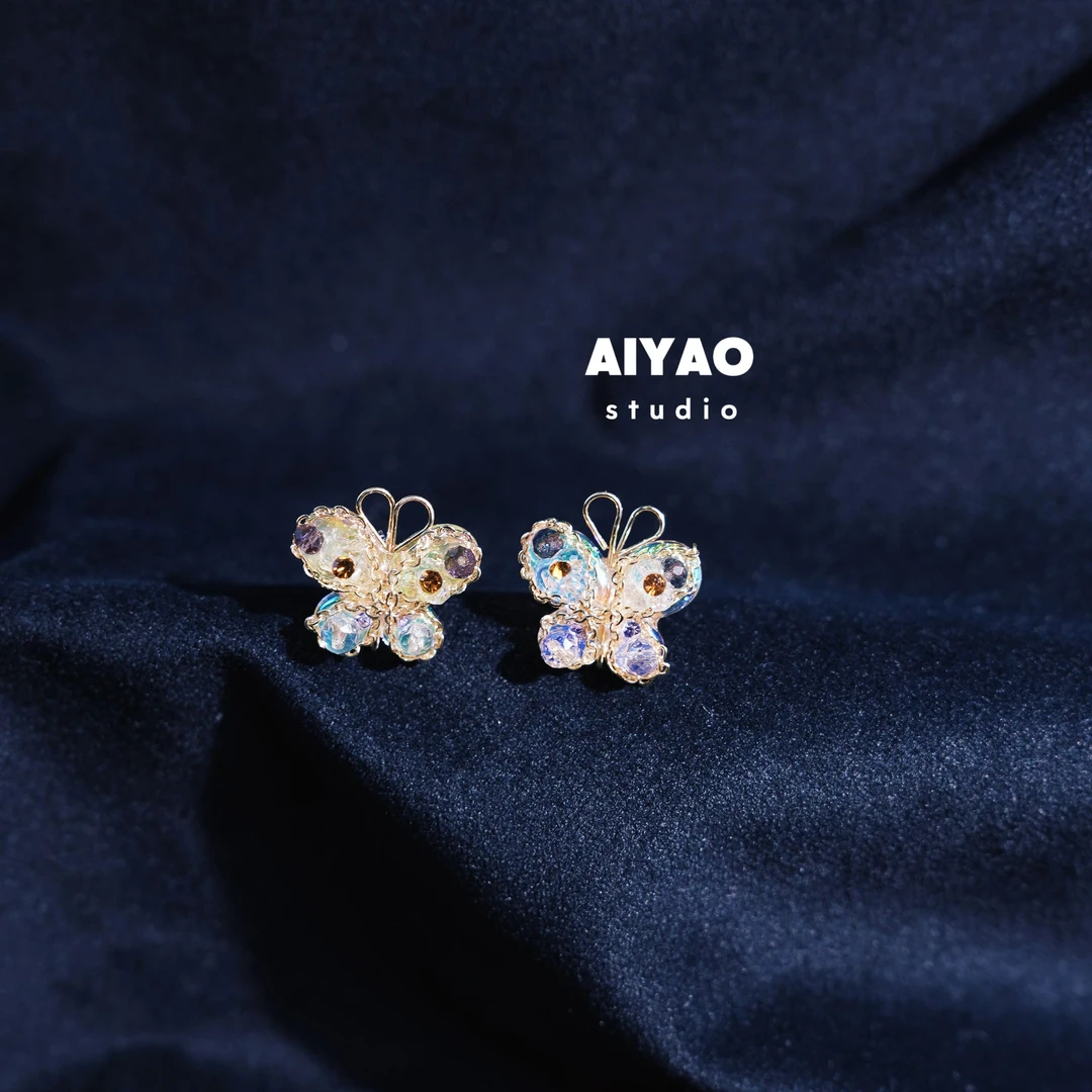 合金耳饰 【AIYAO】蝴蝶糖果色耳钉24