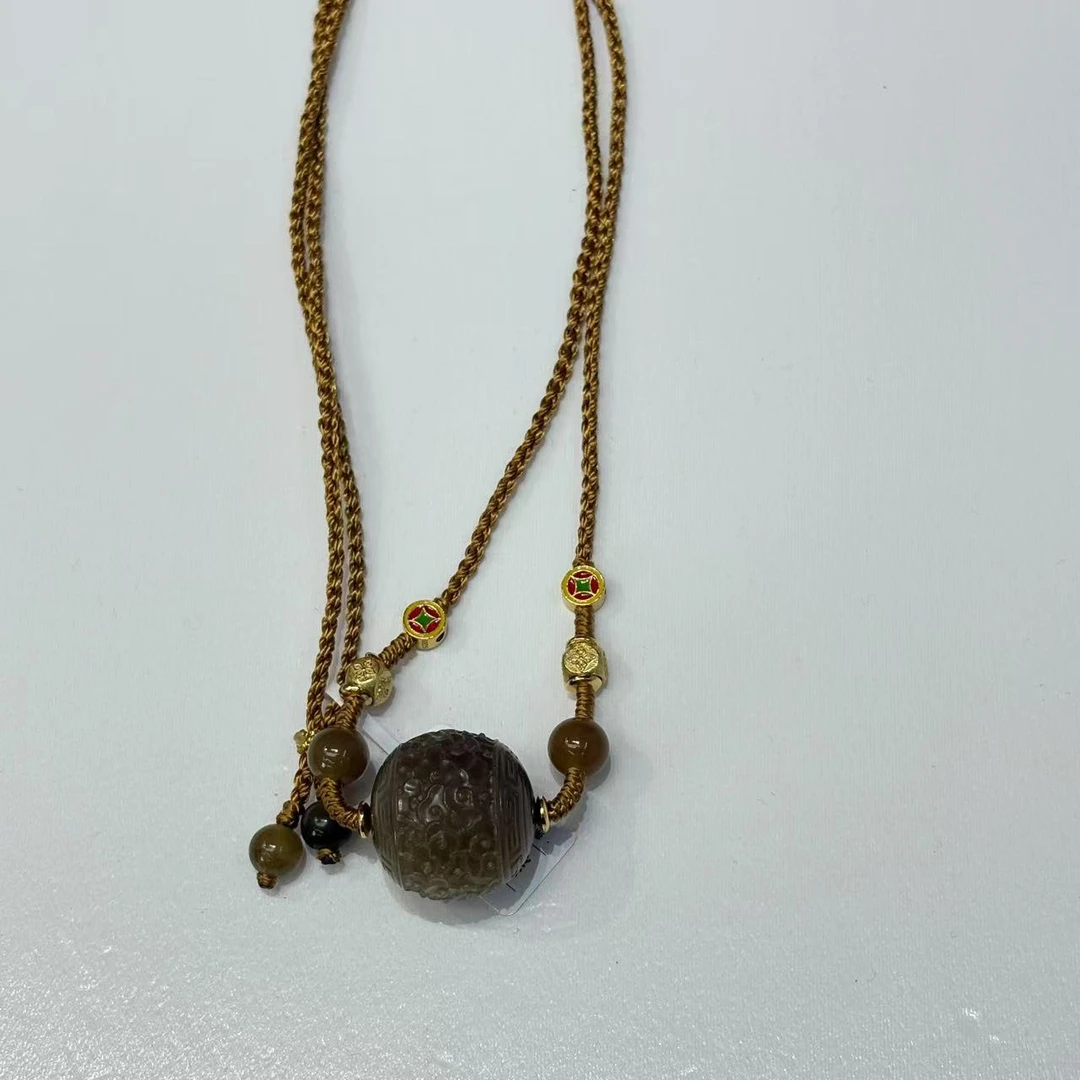 现货-新疆和田玉糖玉龙珠挂件尺寸约21mm