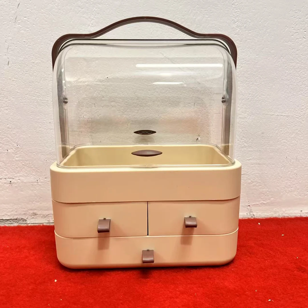 M827网红桌面化妆品收纳盒防尘抽屉式带盖家用梳妆台护肤品置物架