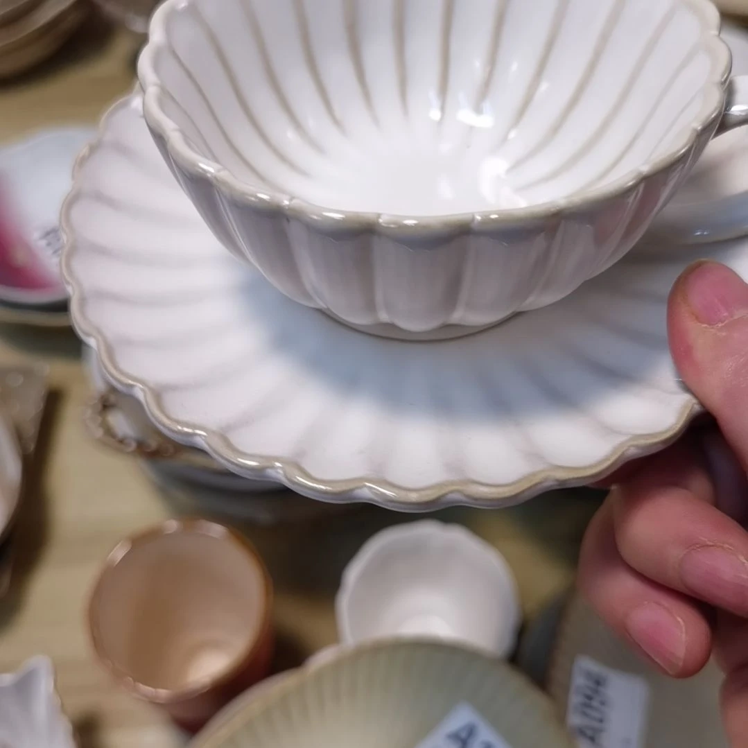 瓷片微瑕贝壳咖啡杯两套一组