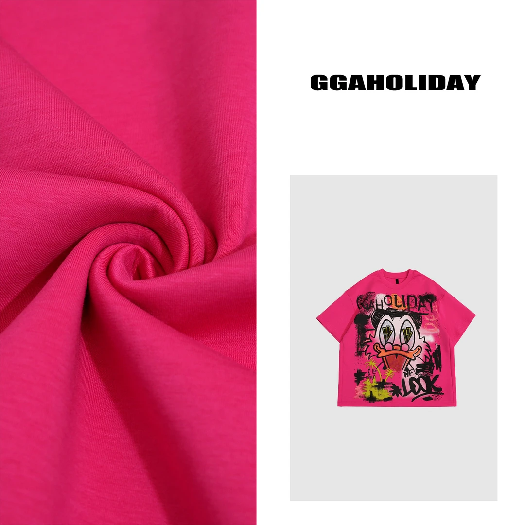 GGAHOLIDAY设计师新款宽松休闲时尚涂鸦印花短袖T恤上衣-152068