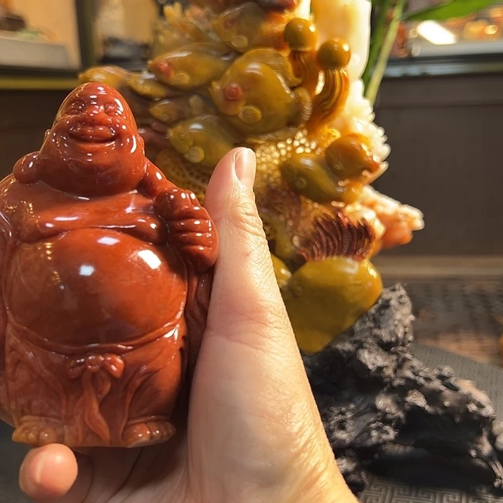 老挝石开心笑佛摆件