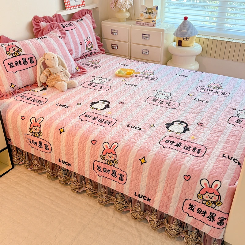 定做牛奶绒床盖垫单件加厚水晶绒夹棉榻榻米农村大炕防滑床垫炕单