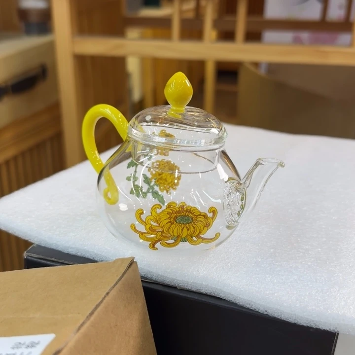 柠檬黄菊花小圆壶