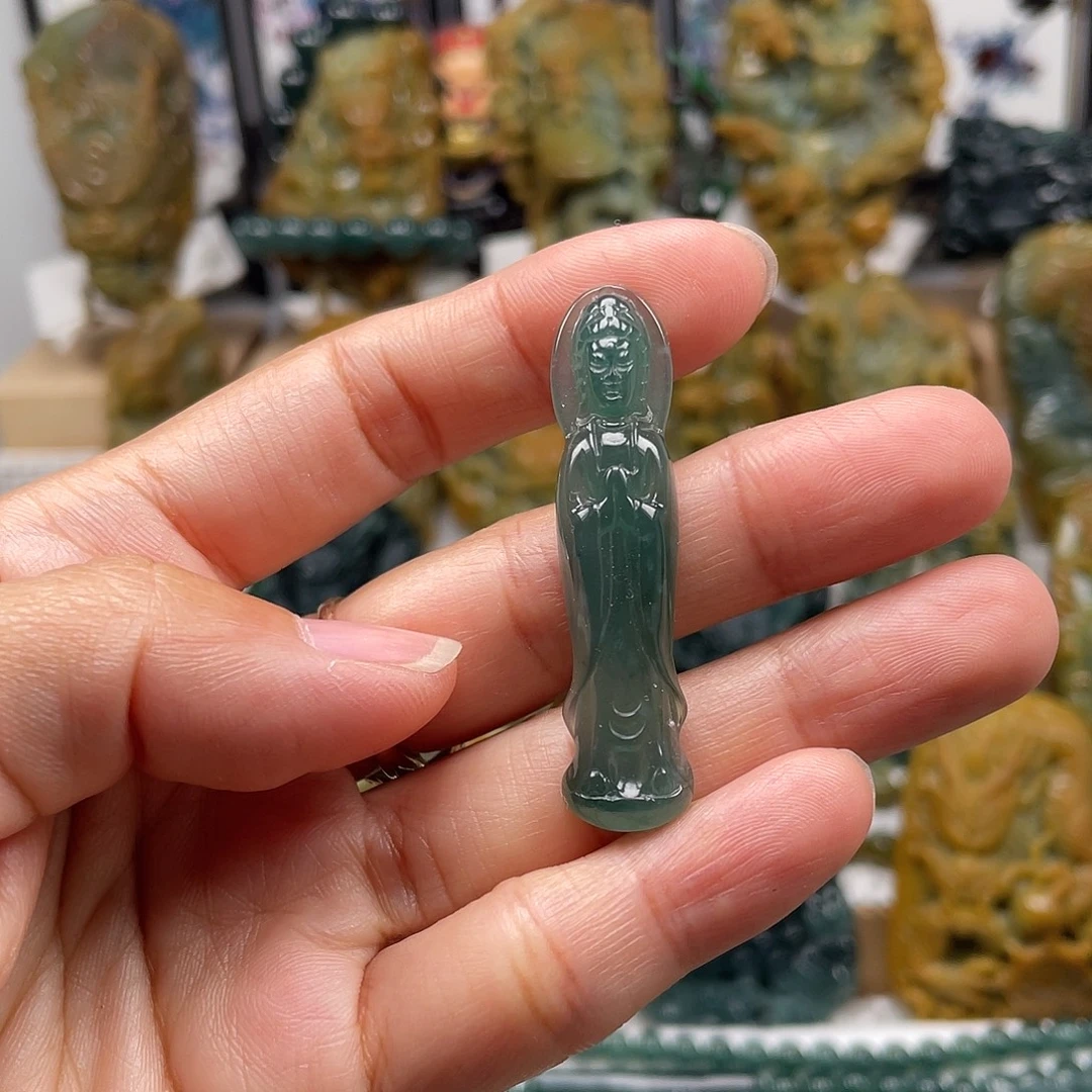 翡翠未镶嵌颈饰天然翡翠a货观音