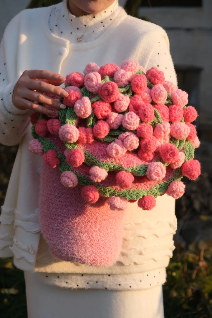 成品发货云朵大号上的玫瑰花花海毛毯花束毯子成品