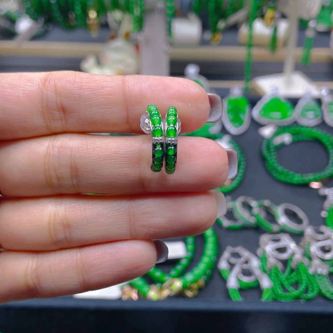 未镶嵌翡翠耳饰圆珠耳圈