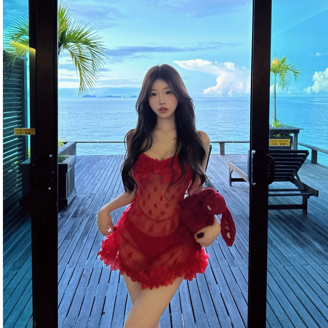 fussyy3.22性感纯御红色睡裙YF048H