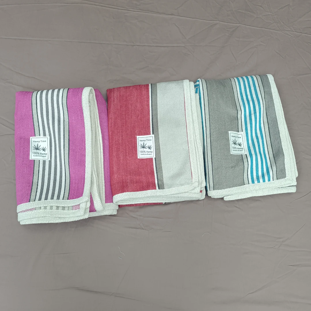 L011外贸尾单5支加厚色织汉麻床单1.5*2.2盖毯抑菌舒适多功能条纹