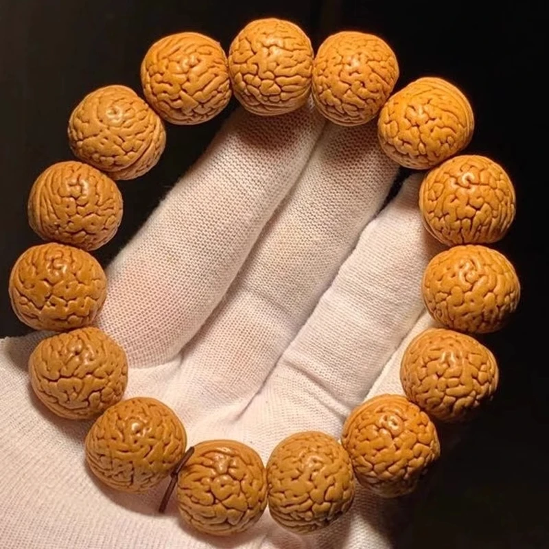 精品脑纹桃核手串文玩龙纹小桃胡盘玩把玩手把件男士款野生山核桃
