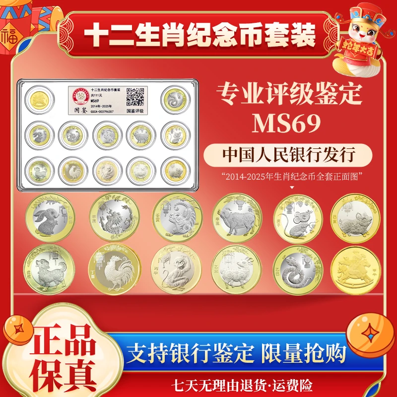 法定货币法定货币十二生肖二轮贺岁纪念币封装评级