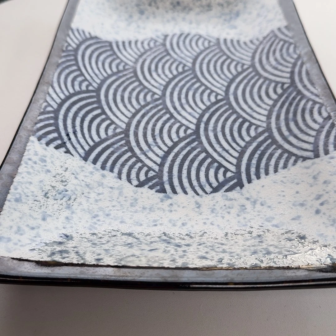 瓷片33厘米青海波大长方盘