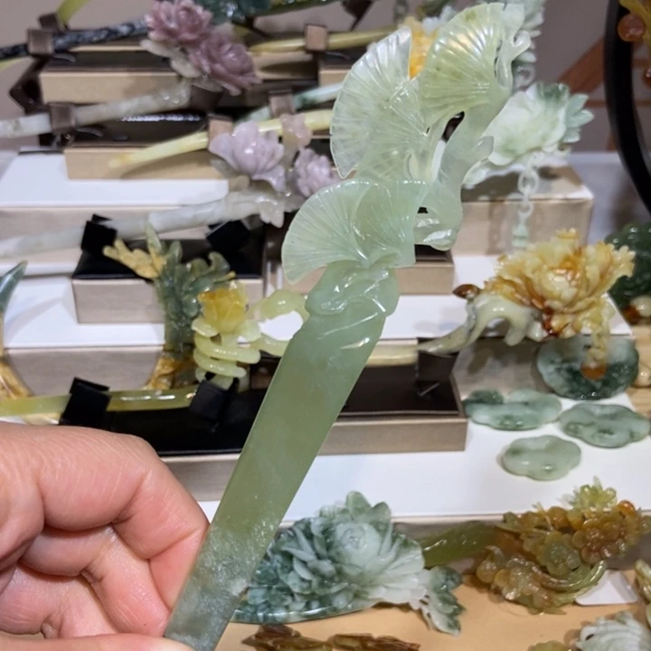 蛇纹石玉发饰合金