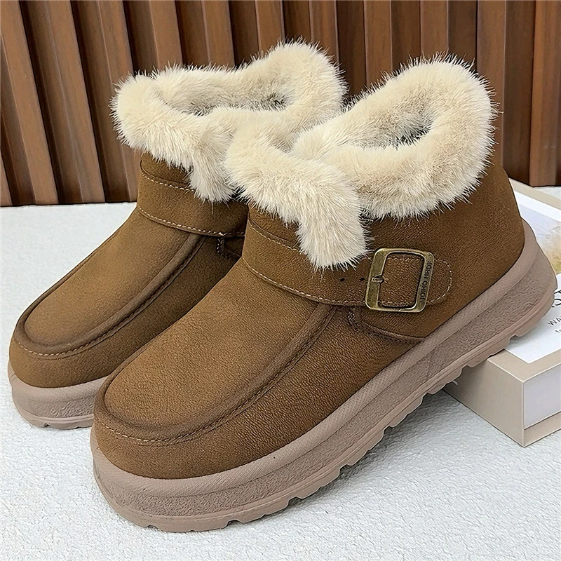 老北京女棉靴加绒加厚松糕底雪地靴软底休闲百搭时尚防寒妈妈棉鞋