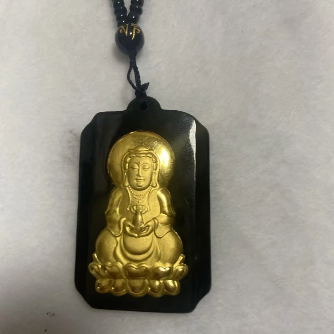 【陈总推荐】足 金和田玉观音吊坠(证书+礼盒)
