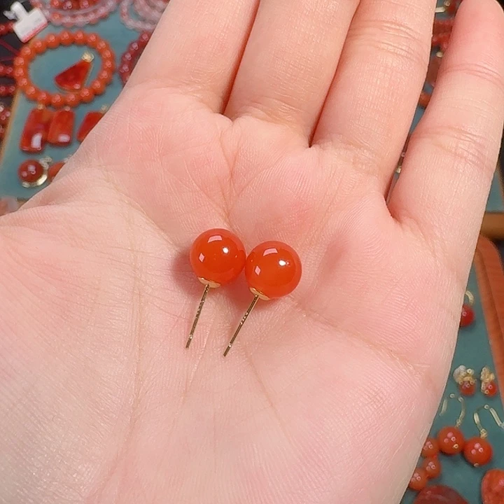 南红玛瑙银S925镶嵌8+