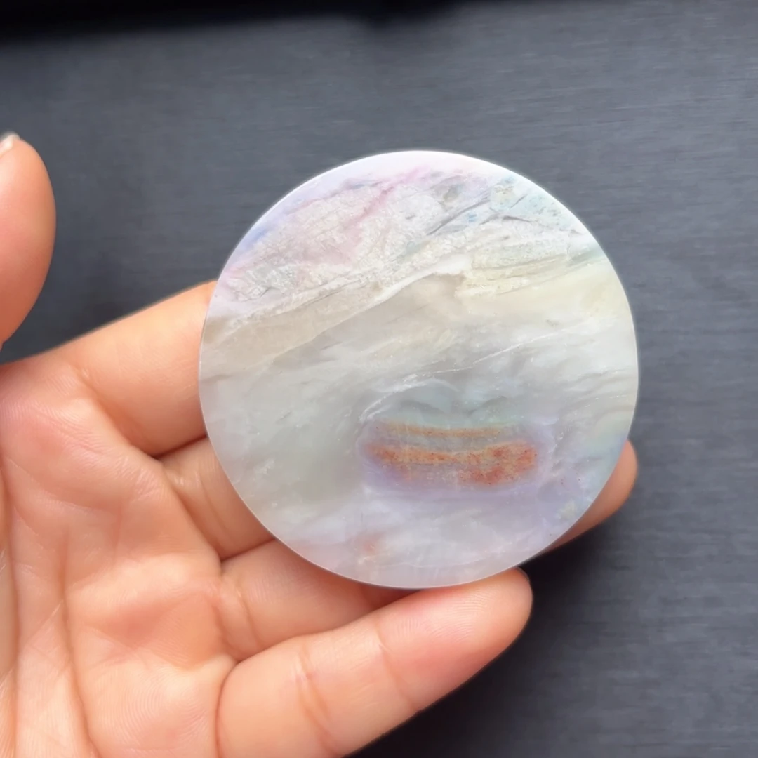 苏纪石（舒俱来）未镶嵌老樱花冰透体幻彩圆牌