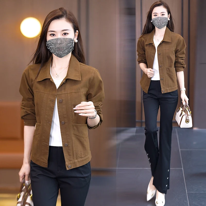 纯棉韩版休闲短款牛仔外套女2025年春秋新款时尚显瘦百搭夹克上衣