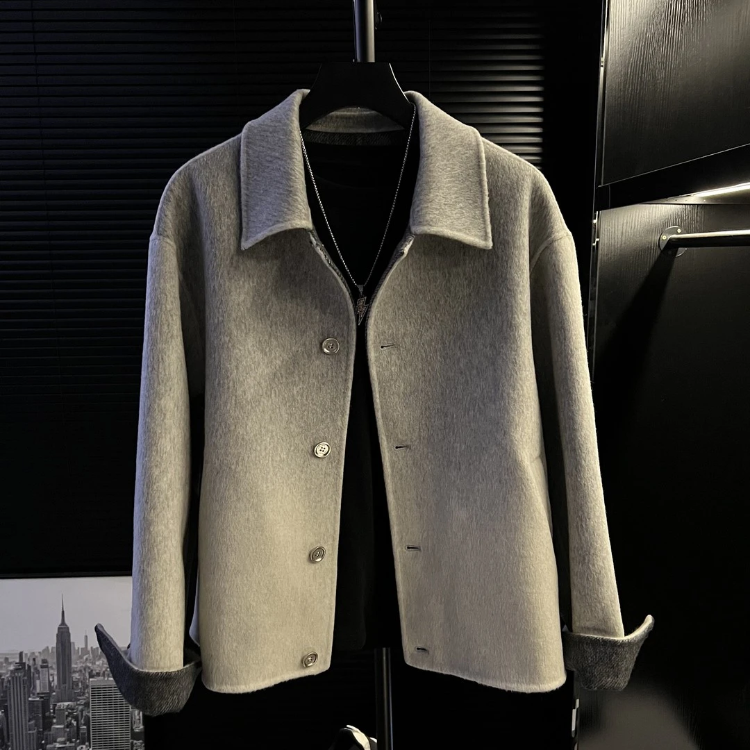 男装潮牌渐变设计感毛呢夹克外套