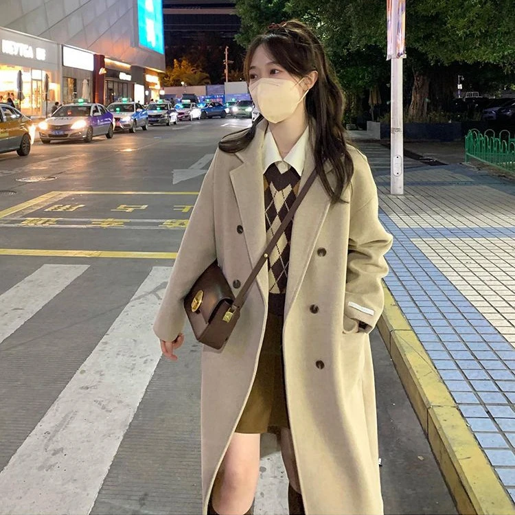 2026赫本风秋冬新款毛呢外套女高级感轻奢毛呢大衣小个子中长款韩