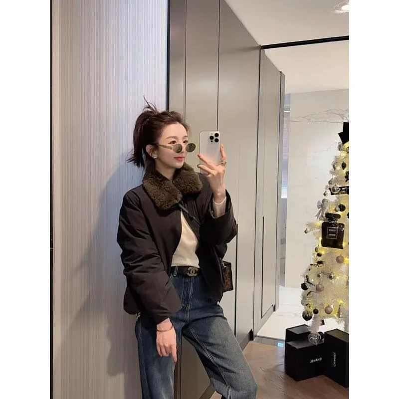 【大静静】“贵族老钱”贵气老钱风山羊绒毛领拼90鹅绒服