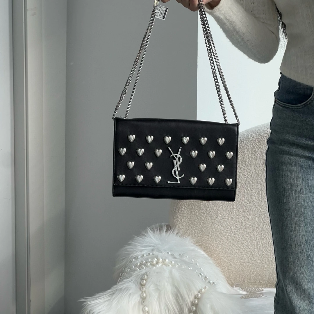 95新 YSL/圣罗兰 ysl黑色爱心kate单肩斜挎包