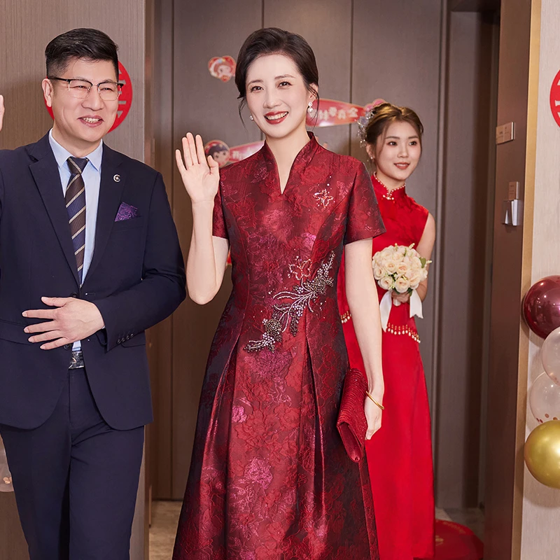 喜嘉喜喜婆婆婚宴装高端婚礼妈妈礼服结婚高贵旗袍夏季礼服1422