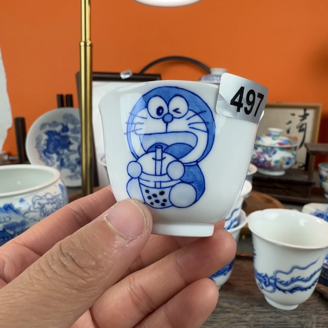 瓷片景德镇手绘青花茶器497