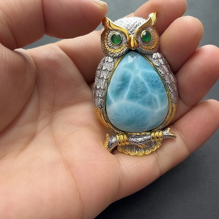 针钠钙石（海纹石）未镶嵌颈饰吊坠