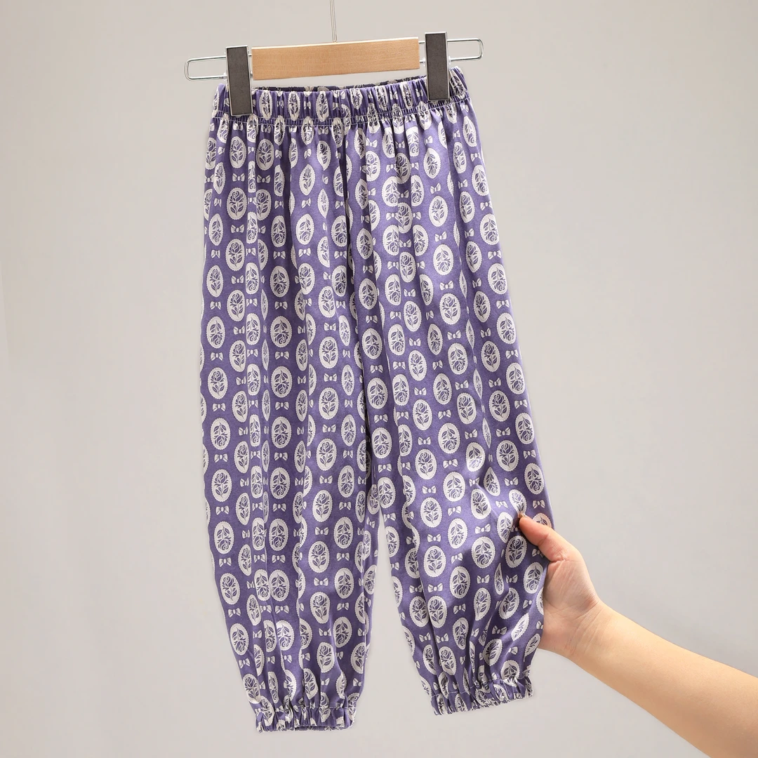 女童裤子夏季薄款新款儿童水光棉防蚊裤女孩大童休闲运动裤 2151