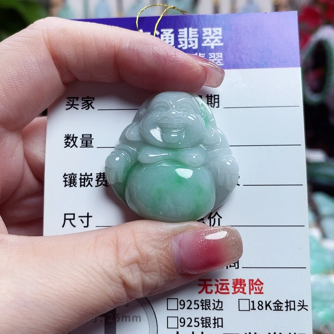 翡翠未镶嵌颈饰佛公35