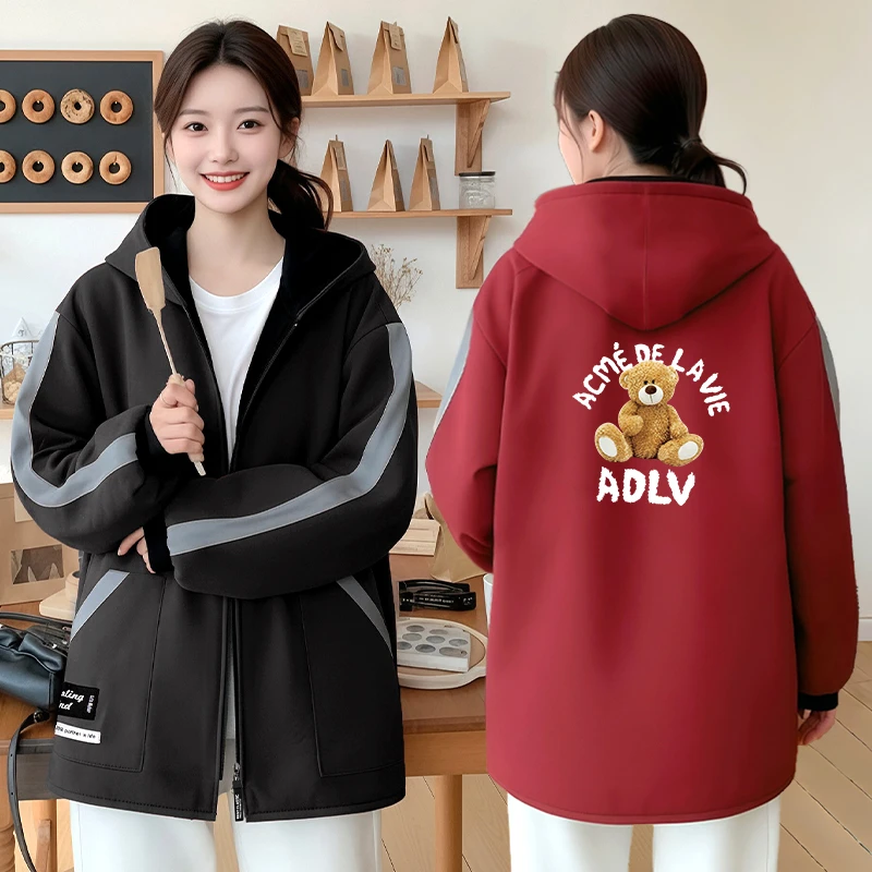 短款简约韩版围裙可定制logo印字加绒保暖长袖罩衣可外穿工作服