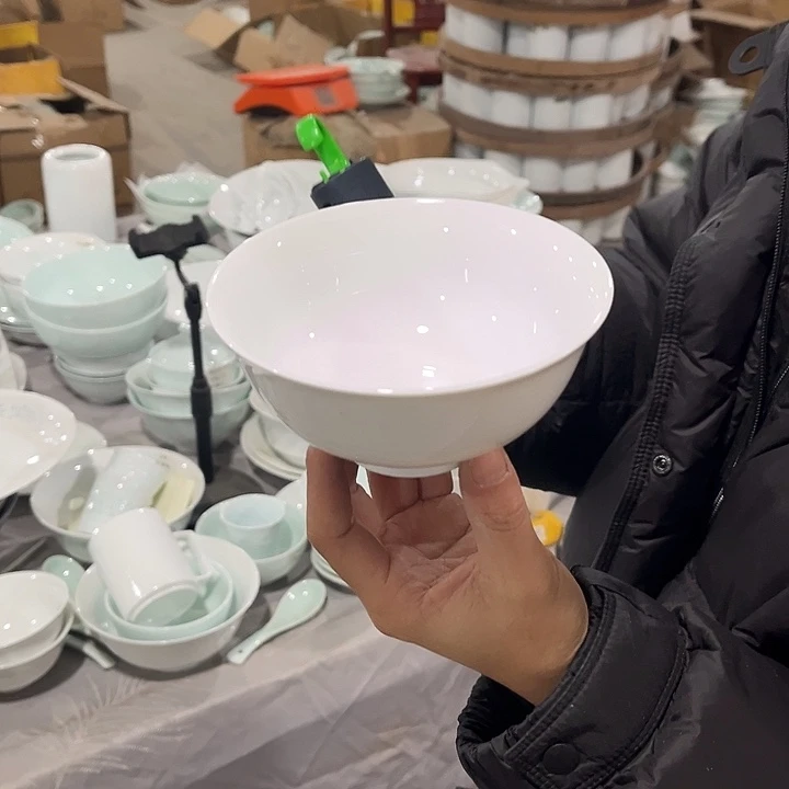 瓷片正德5英寸米饭碗白色六个微瑕包邮