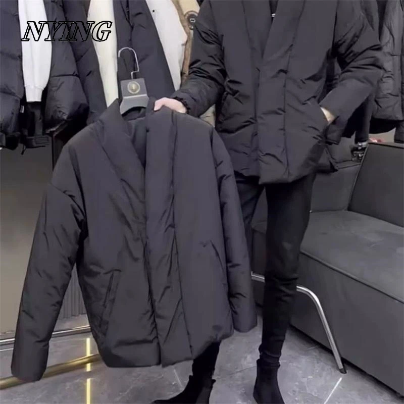 NYING棉衣外套男士韩版潮流百搭领棉服简约加厚冬款宽松休闲保暖V