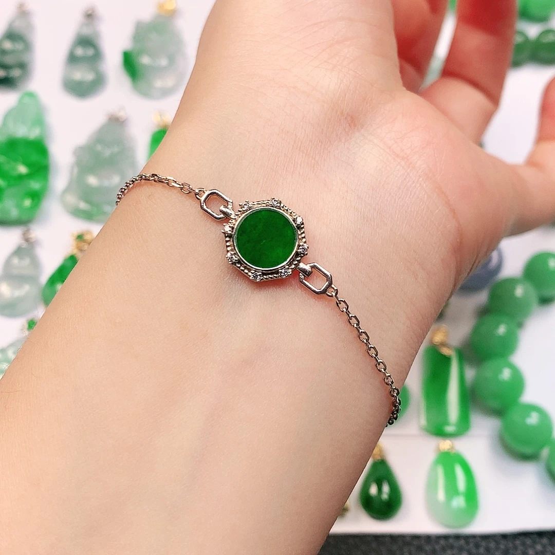 吊坠(不含链)银S925镶嵌翡翠