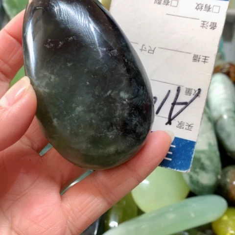 蛇纹石玉手把件未镶嵌老*