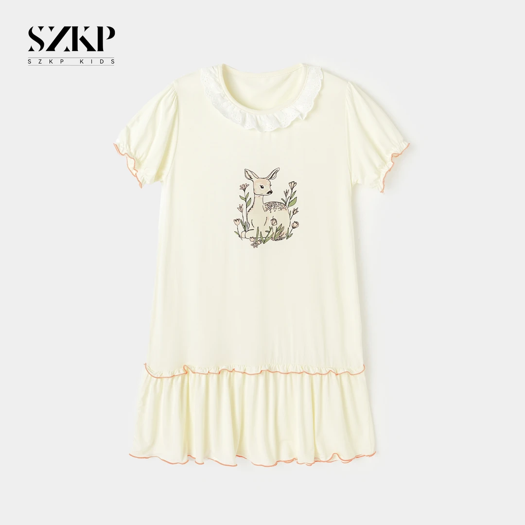 【桃子猴】50支天丝卡通花边群/ 优可丝睡裙28168