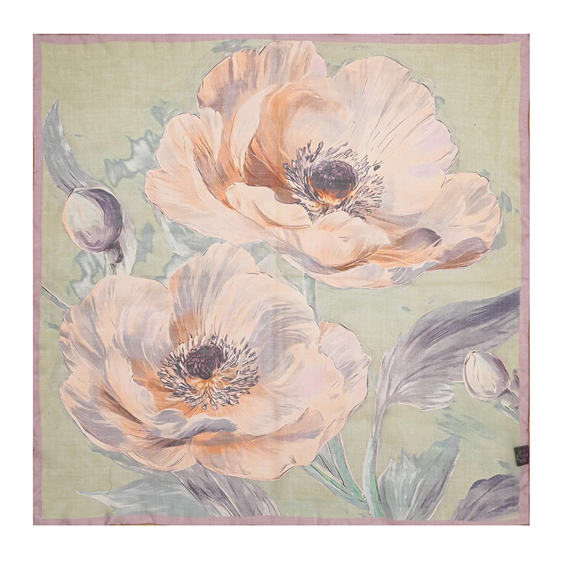 过薯莨汁【早春田野】65*65系列真丝雪纺桑蚕丝丝巾高级感围巾防晒