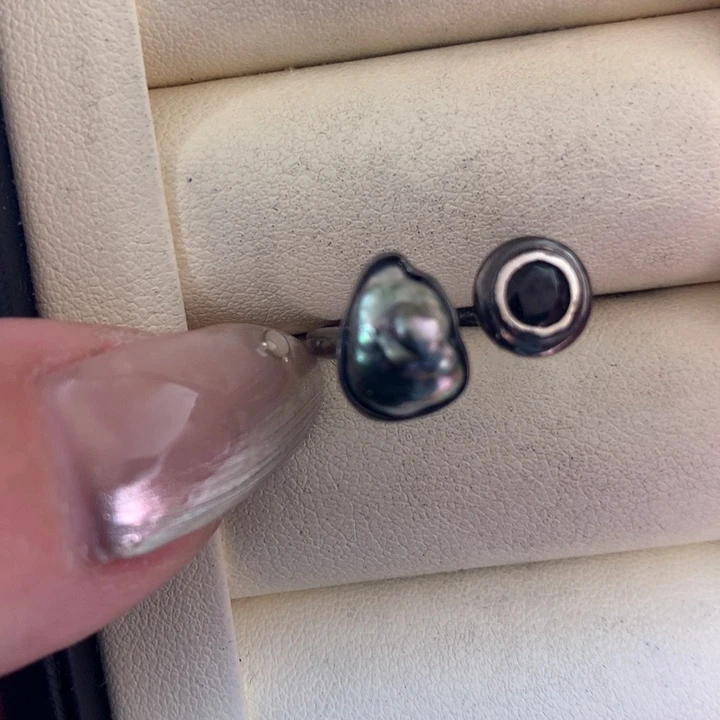 银S925镶嵌戒指海水珍珠