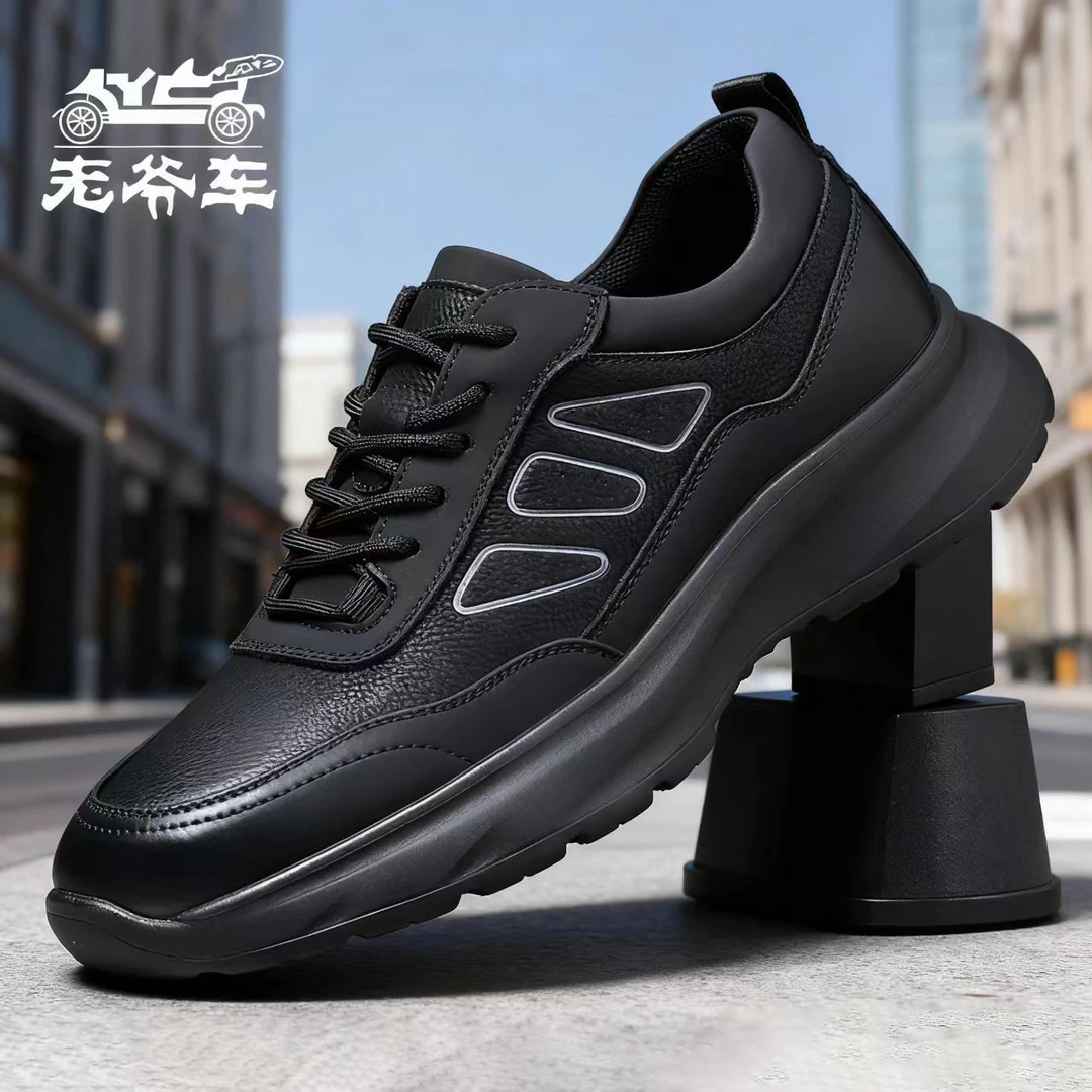 老爷车户外运动休闲皮鞋男软底防水防滑系带男鞋