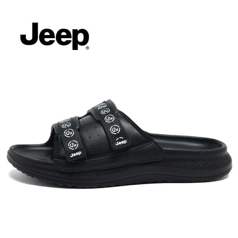Jeep/吉普男士拖鞋素面休闲夏季一字拖软底平底沙滩户外EVA凉拖鞋