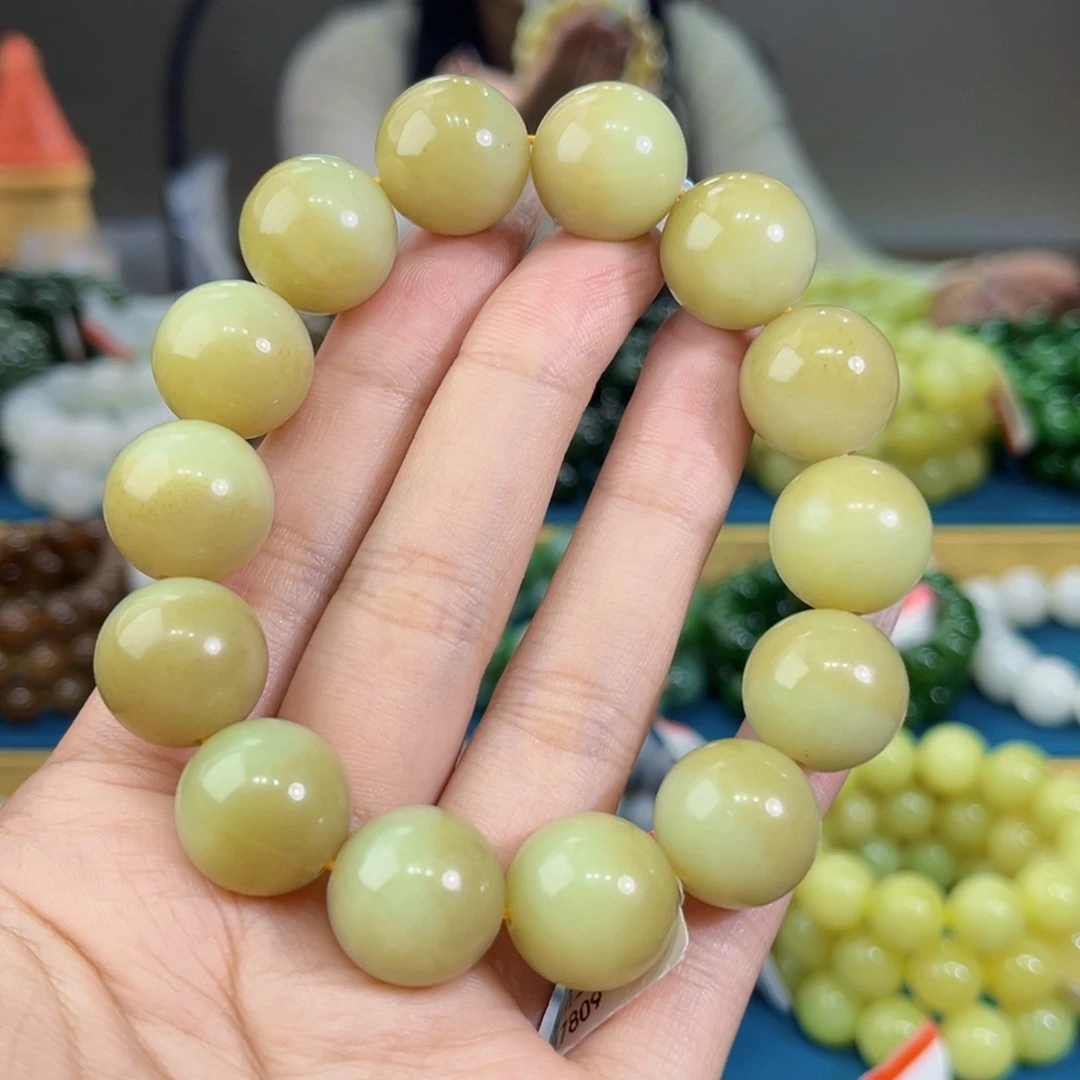 漠***月和田玉未镶嵌手链纯天然和田玉新疆若羌黄口聚宝盆16