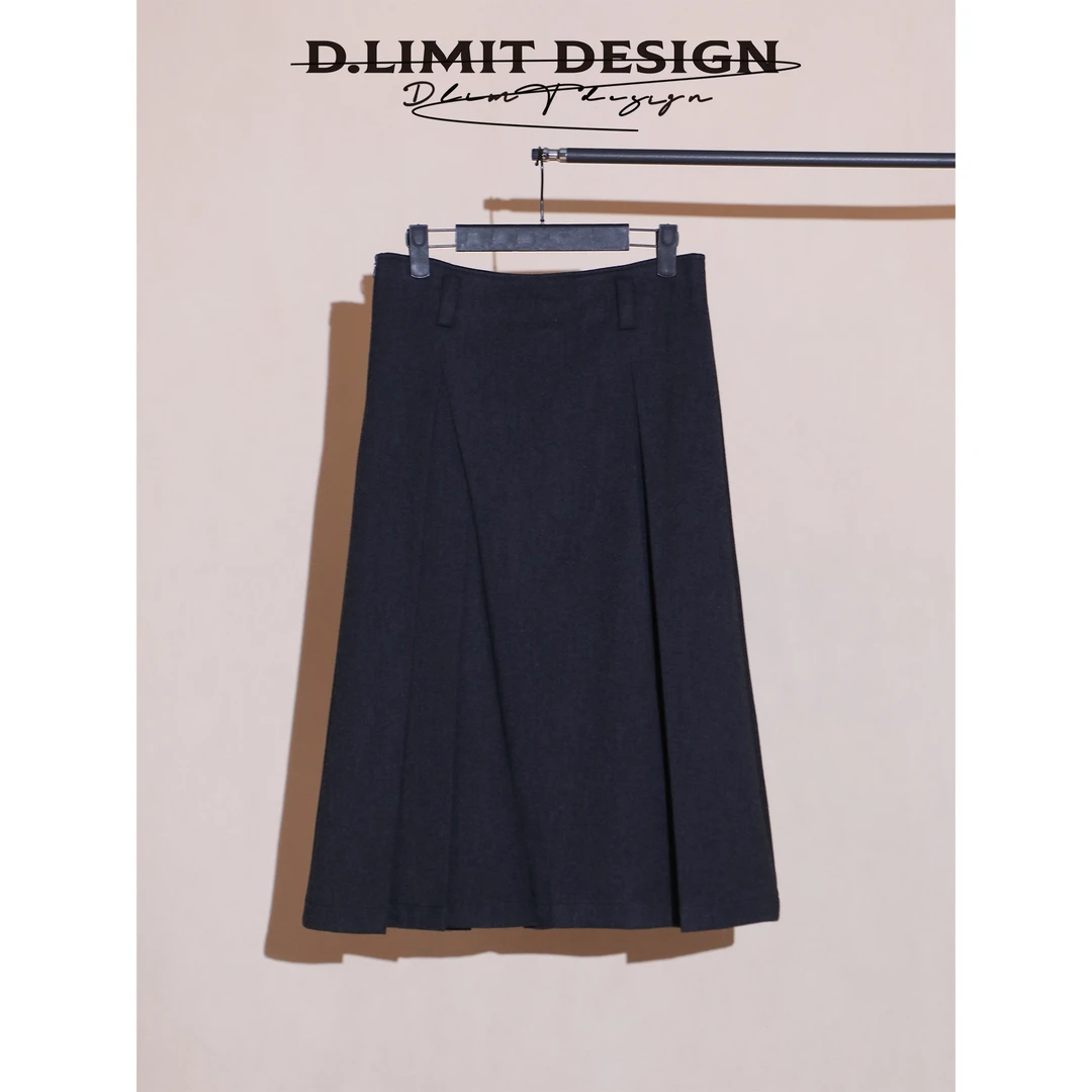 【D.Limit design】绵羊毛艺术感简约立体剪裁中长半裙DLZC173