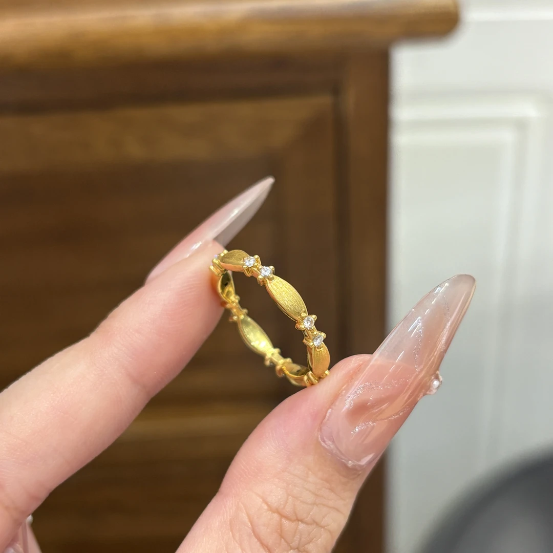 足金999小金桂花戒指5D工艺镶嵌精致时尚轻奢小众低预算黄金礼物