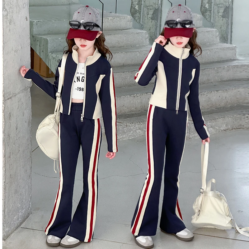 女童套装2025新款儿童洋气时髦春秋款小女孩休闲运动服卫衣两件套